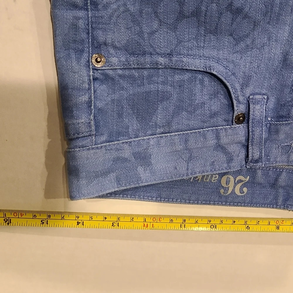 J.Crew Toothpick women's blue jeans size.26 leaf prints ankle (27 in inseam) - Picture 5 of 10